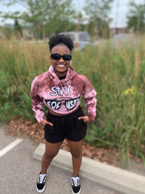 Stay Focused Sis Hand Painted Crop Hoodie