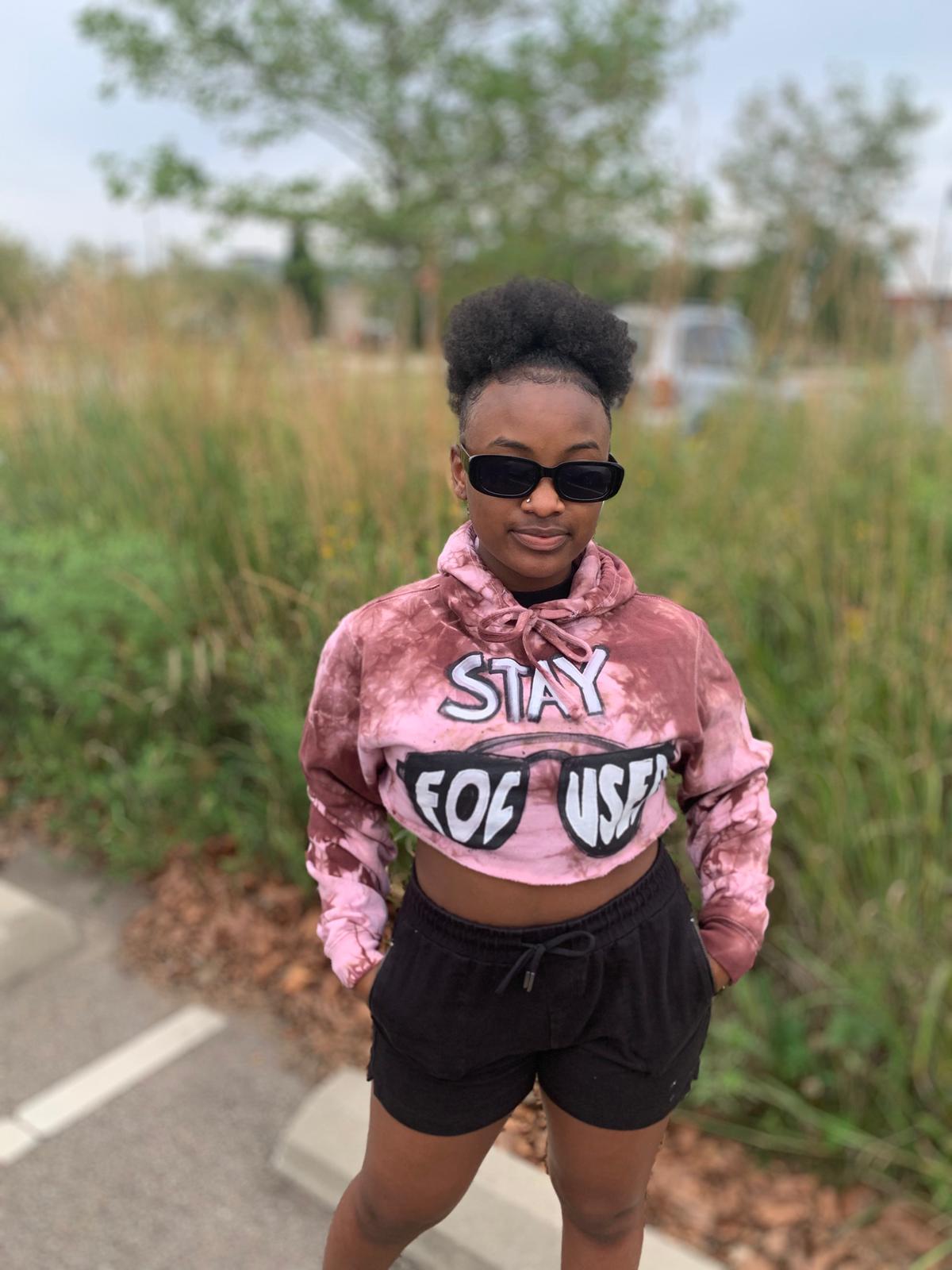 Stay Focused Sis Hand Painted Crop Hoodie