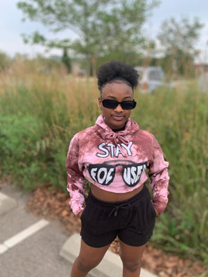 Stay Focused Sis Hand Painted Crop Hoodie