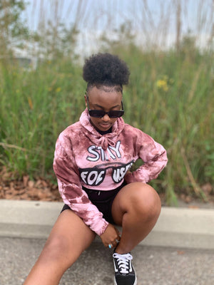 Stay Focused Sis Hand Painted Crop Hoodie